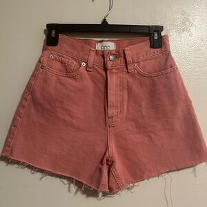 A-Line Denim Frayed Hem Shorts BDG Coral Peach Coastal Beachy Surfer XS